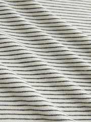 Cotton-blend Striped Boat Neck Short Sleeve Tee Curve & Plus