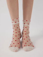 HEART POLKA DOT ANKLE SOCKS
