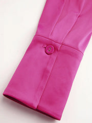 Satin Collar Button Long Sleeve Shirt Dress