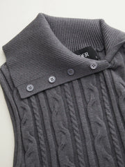Cable Knit Asymmetrical Turtleneck Tank Top