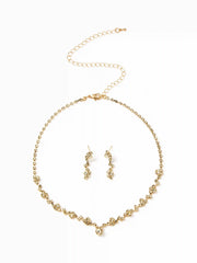 2PCS RHINESTONE DECOR NECKLACE & EARRINGS SET
