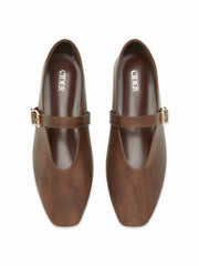 FAUX LEATHER DISTRESSED FLATS