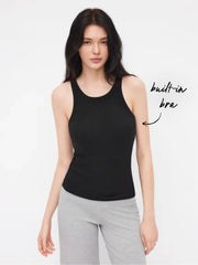 Built-in Bra Round Neckline Top