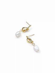 KNOT & BAROQUE FAUX PEARL DROP EARRINGS