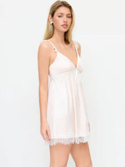 Satin V-neck High Rise Knotted Mini Nightdress