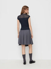 Knit Round Neckline Lettuce Trim Short Sleeve Top