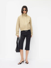 Cotton High Neck Zip Through Windbreaker