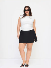 Mid Rise Split Mini Skirt Curve & Plus