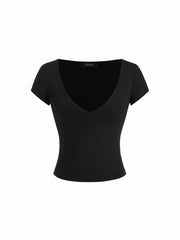 Striped Halter Neck Sleeveless Top & V-neck Short Sleeve Top