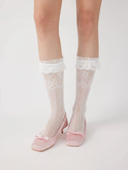LACE TRIM OVER THE CALF SOCKS