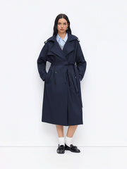 Collar Long Sleeve Double Breasted  Trench Coat With Belt