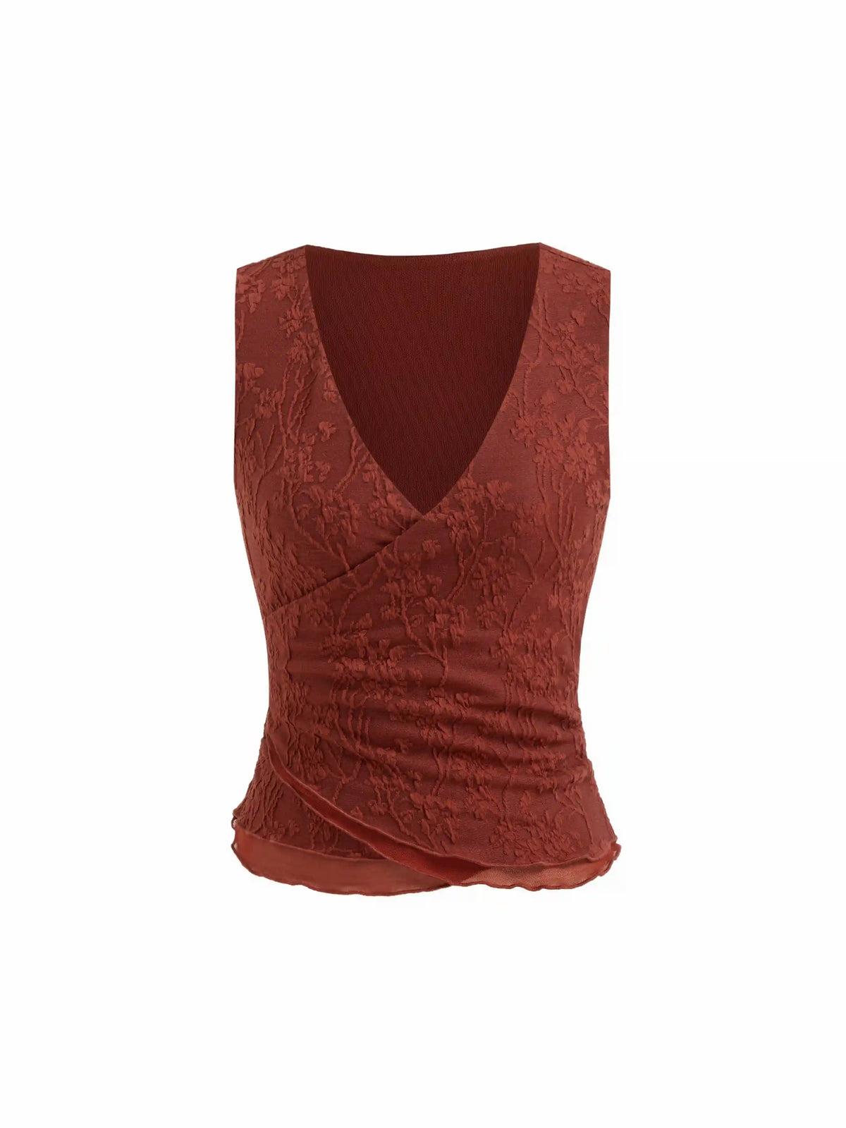 V-neck Floral Lettuce Trim Tank Top