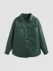 Collar Solid Button Puffer Jacket