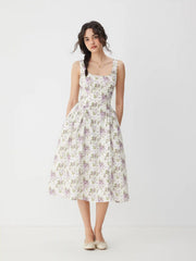 Mid Rise Floral Sleeveless Midi Dress
