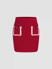Knit Contrasting Trim Mini Skirt