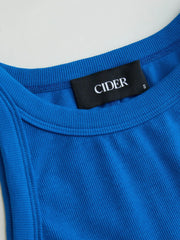 Cotton-blend Round Neckline Solid Tank Top