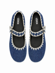 EMBROIDERED MARY JANE FLATS