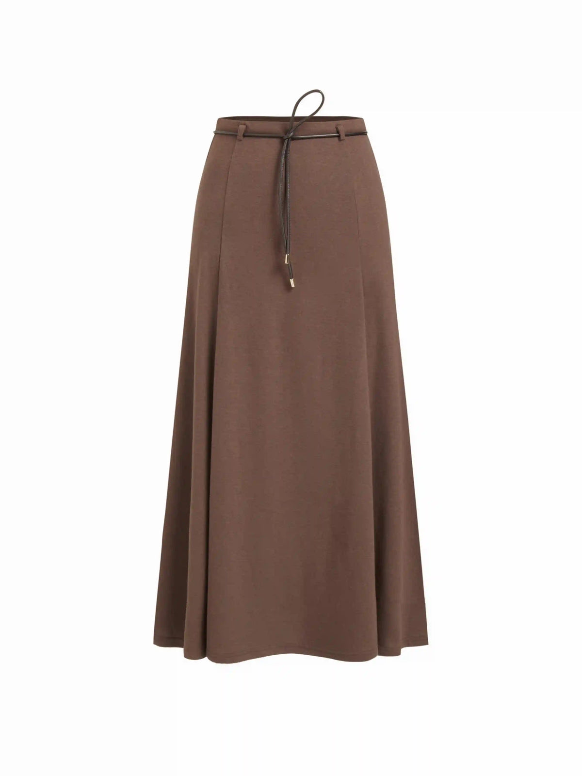Cotton-blend Mid Rise Ruffle Maxi Skirt With Belt