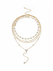 RHINESTONE DECOR LAYERED NECKLACE