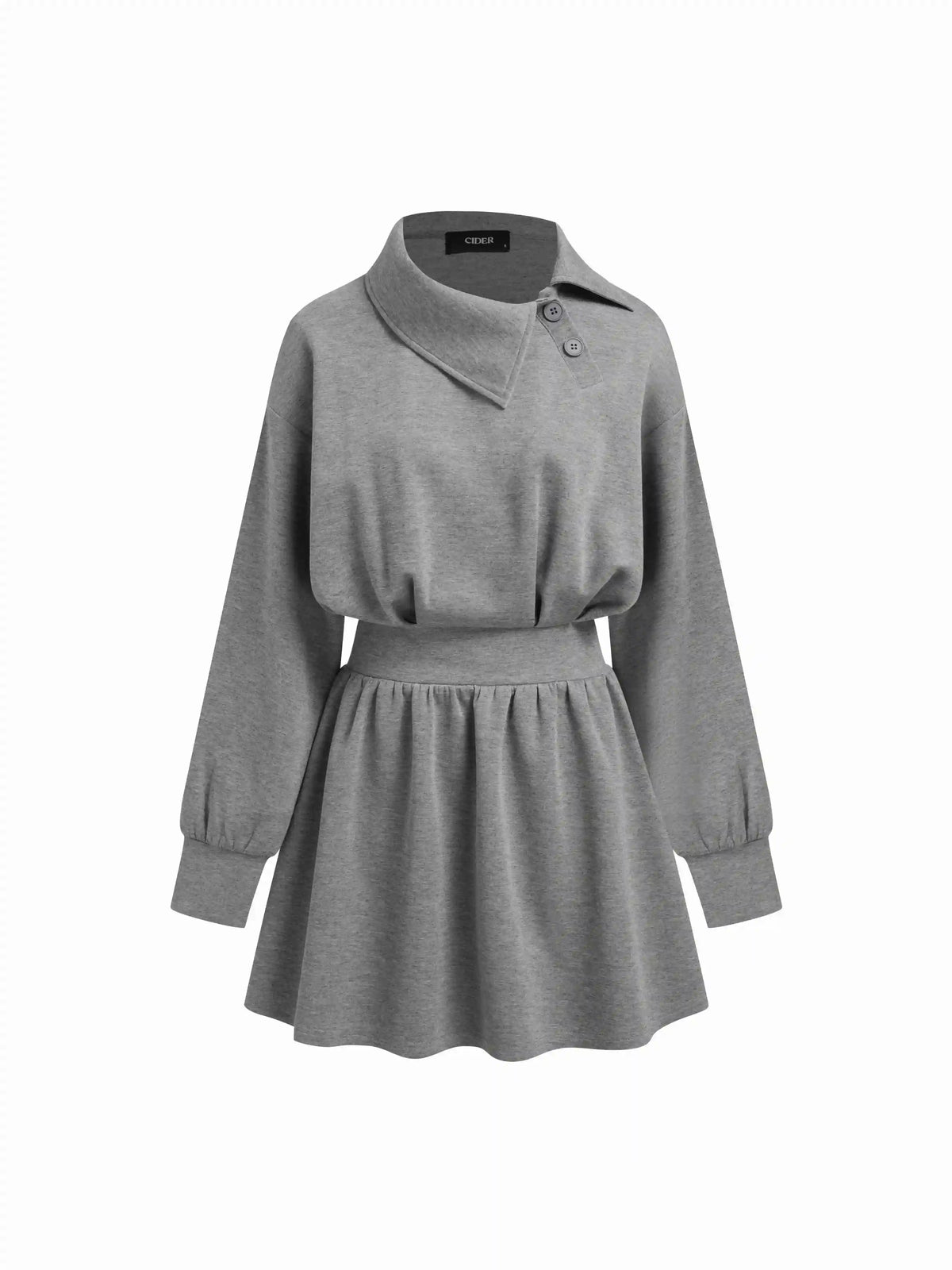 Asymmetrical Neckline Ruched A-Line Mini Dress