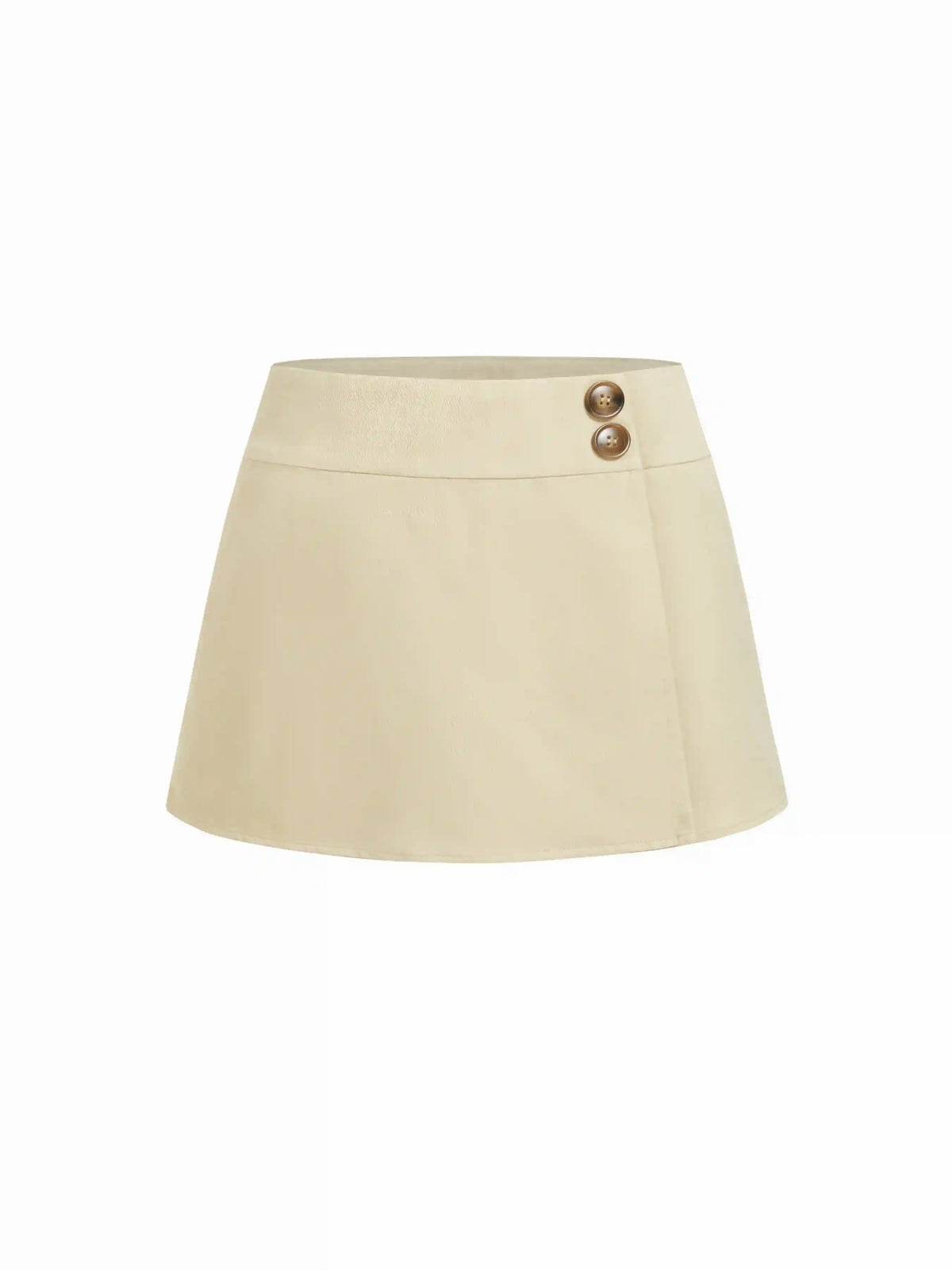Cotton-blend Low Rise Wrap A-line Mini Skort