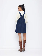 Denim A-line Pinafore Mini Dress