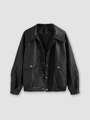Faux Leather Zipper Jacket