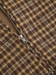 Plaid Square Neck Ruffle Trim Mini Dress