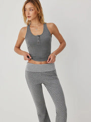 Cotton-blend Tank Top & High Rise Polka Dot Flared Trousers Set