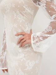Lace Round Neckline Floral Maxi Dress