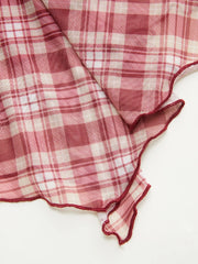 Jersey Plaid Cowl Neck Ruched Ruffle Hem Mini Babydoll Dress