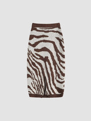 Zebra Print Knit Slit Skirt