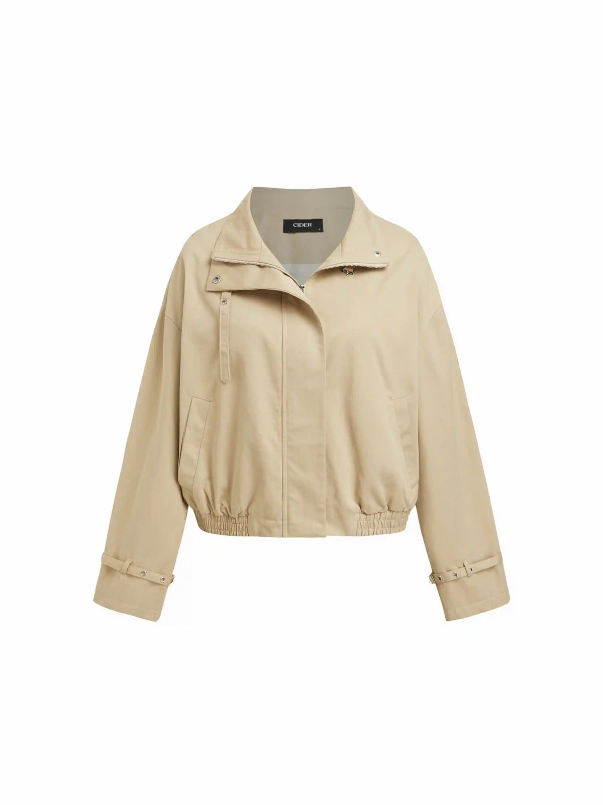 Cotton High Neck Zip Through Windbreaker