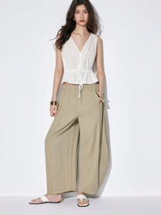 Cotton-blend Low Rise Oversized Tapered Trousers