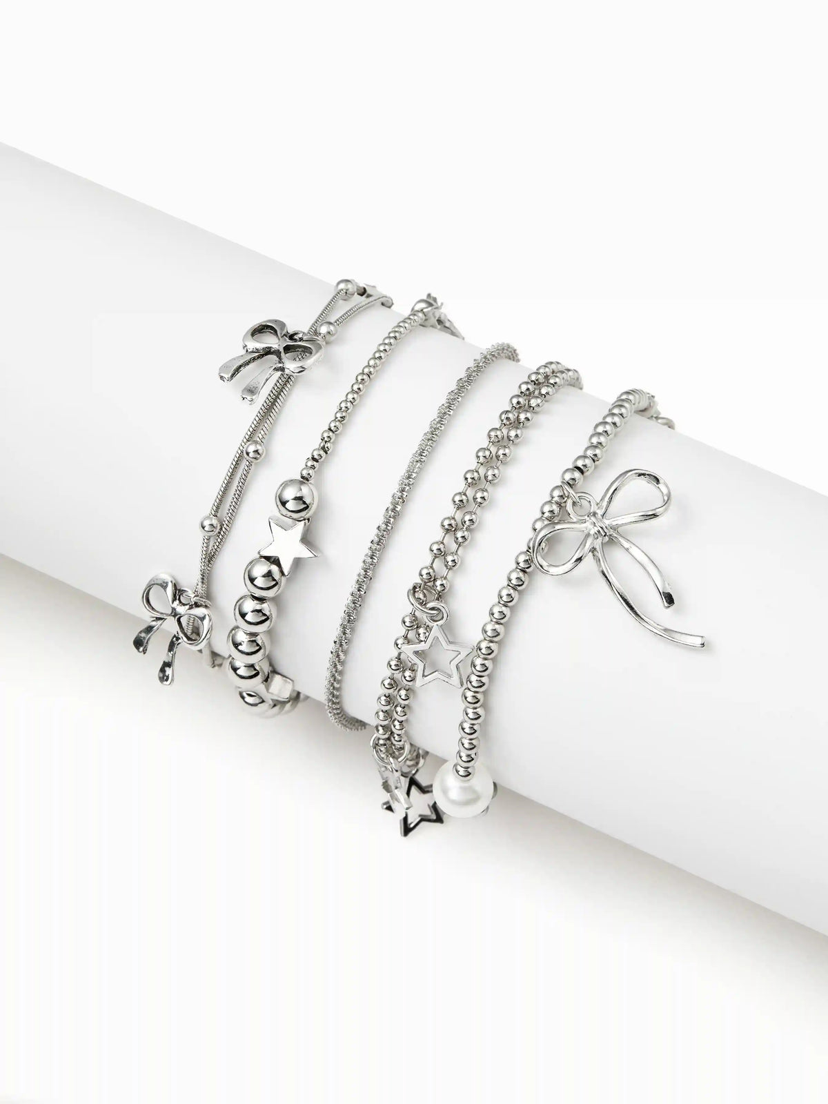 5 PCS BOWKNOT & STAR BEADED BRACELETS SET
