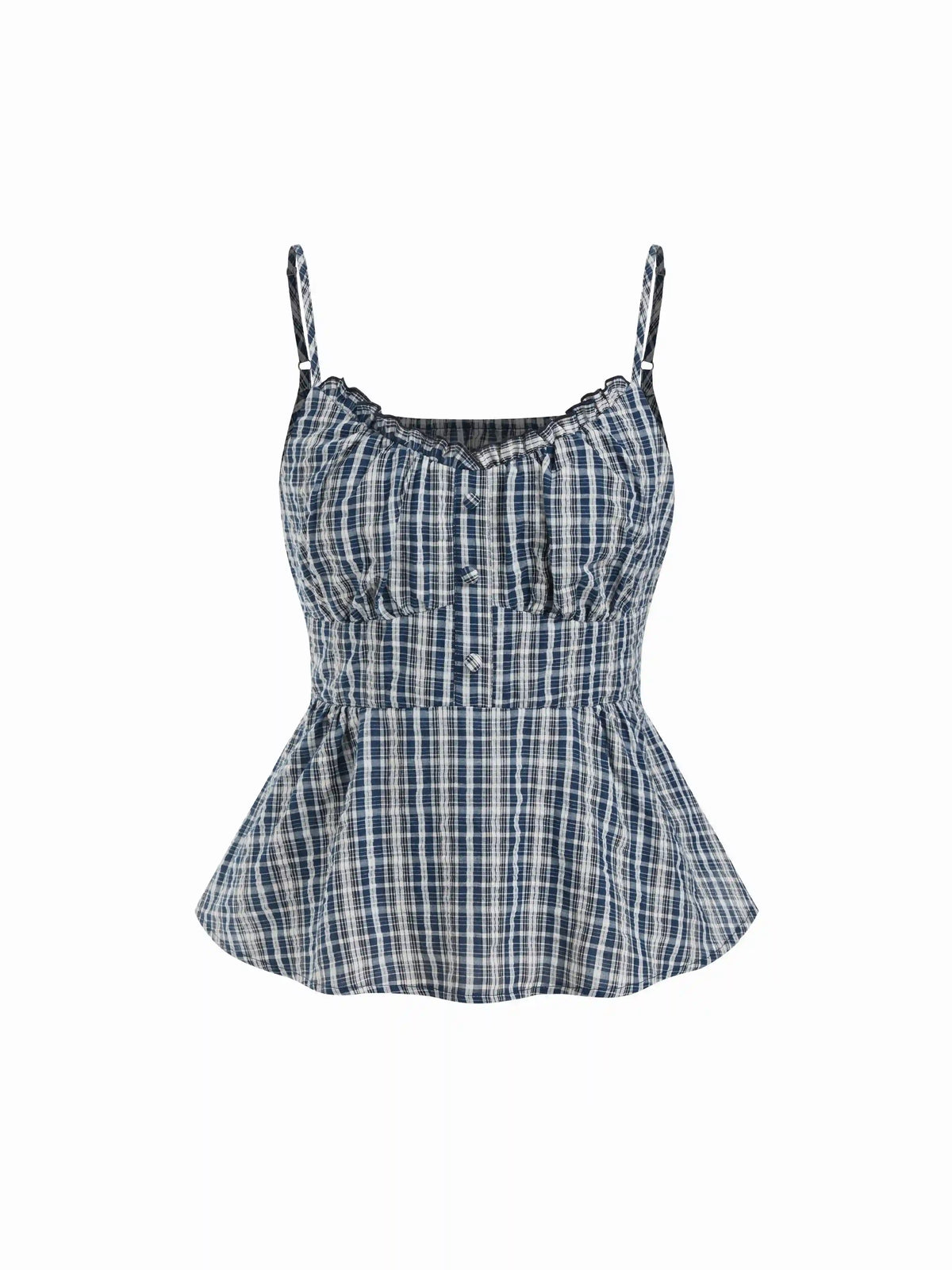 Cotton-blend Sweetheart Neck Ruffled Peplum Cami Top