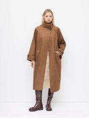 Two Way Suede Collar Solid Button Oversized Longline Coat