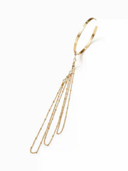 RHINESTONE DECOR MULTI-LAYERED CHAIN OPEN ARM CUFF