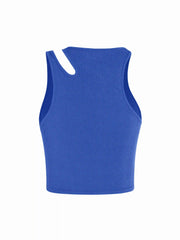 Solid Asymmetrical Sleeveless Crop Top