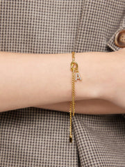 LETTER RHINESTONE PENDANT CHAIN BRACELET