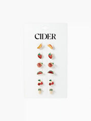 6 Pairs Fruit Shaped Stud Earrings Set
