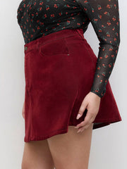 Stretch Denim Mid Rise Pocket Mini Skirt Curve & Plus