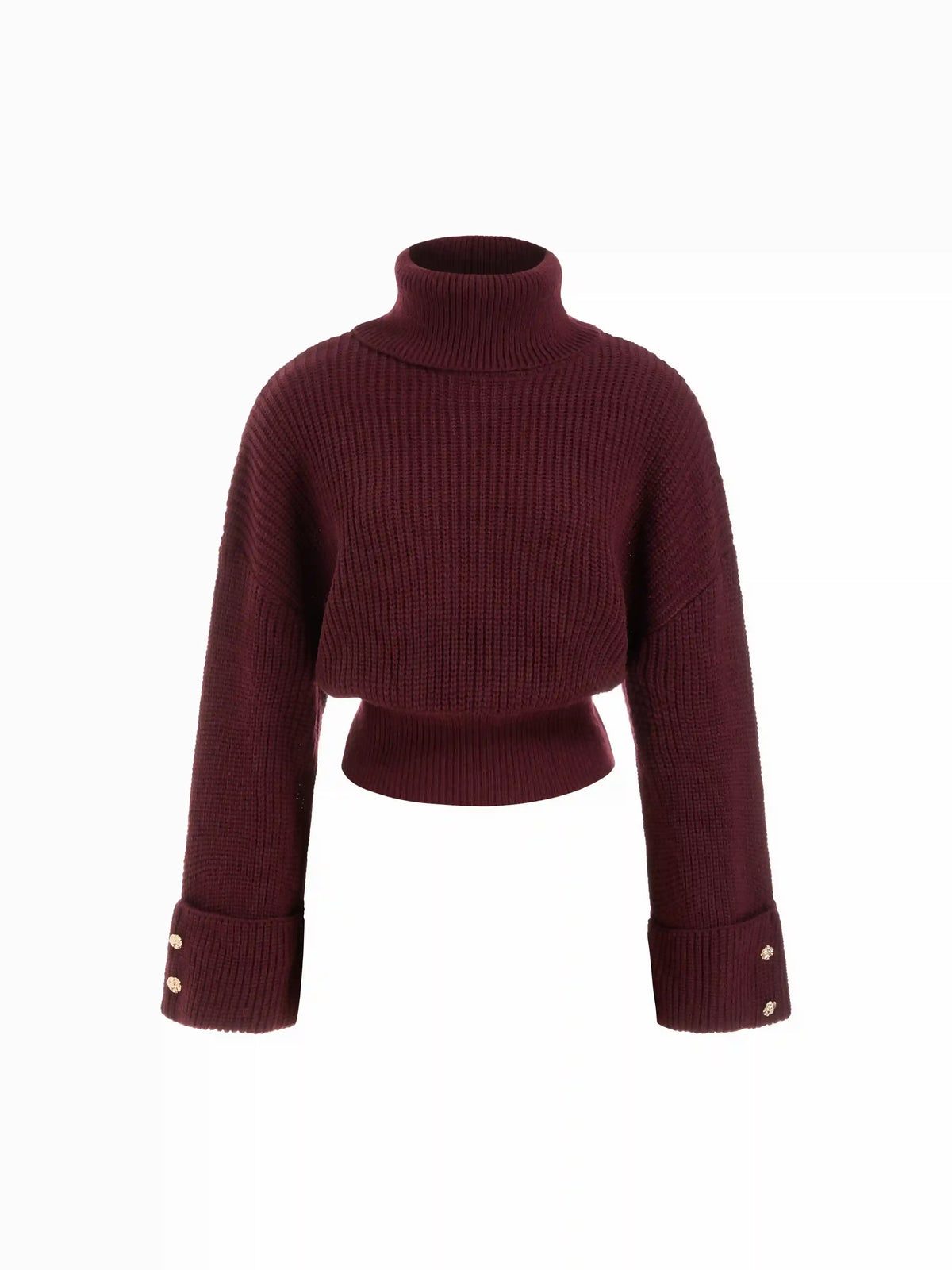 Knit Turtleneck Button Long Sleeve Top