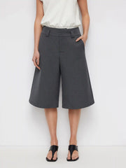 Mid Rise Wide Leg Bermuda Shorts