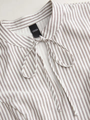 Mandarin Collar Stripe Short Dress