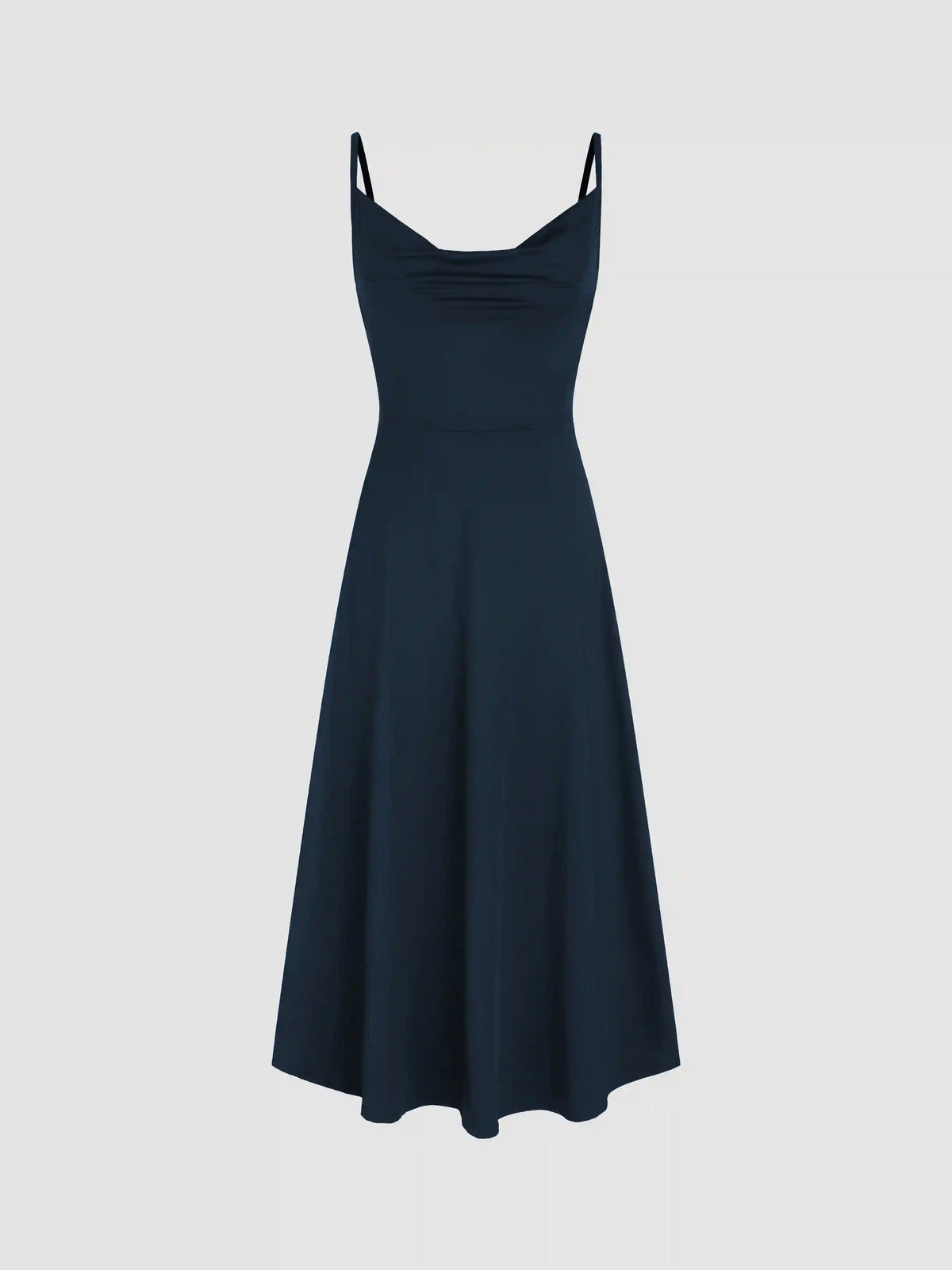 Cowl Neck Solid Ruched Maxi Dress