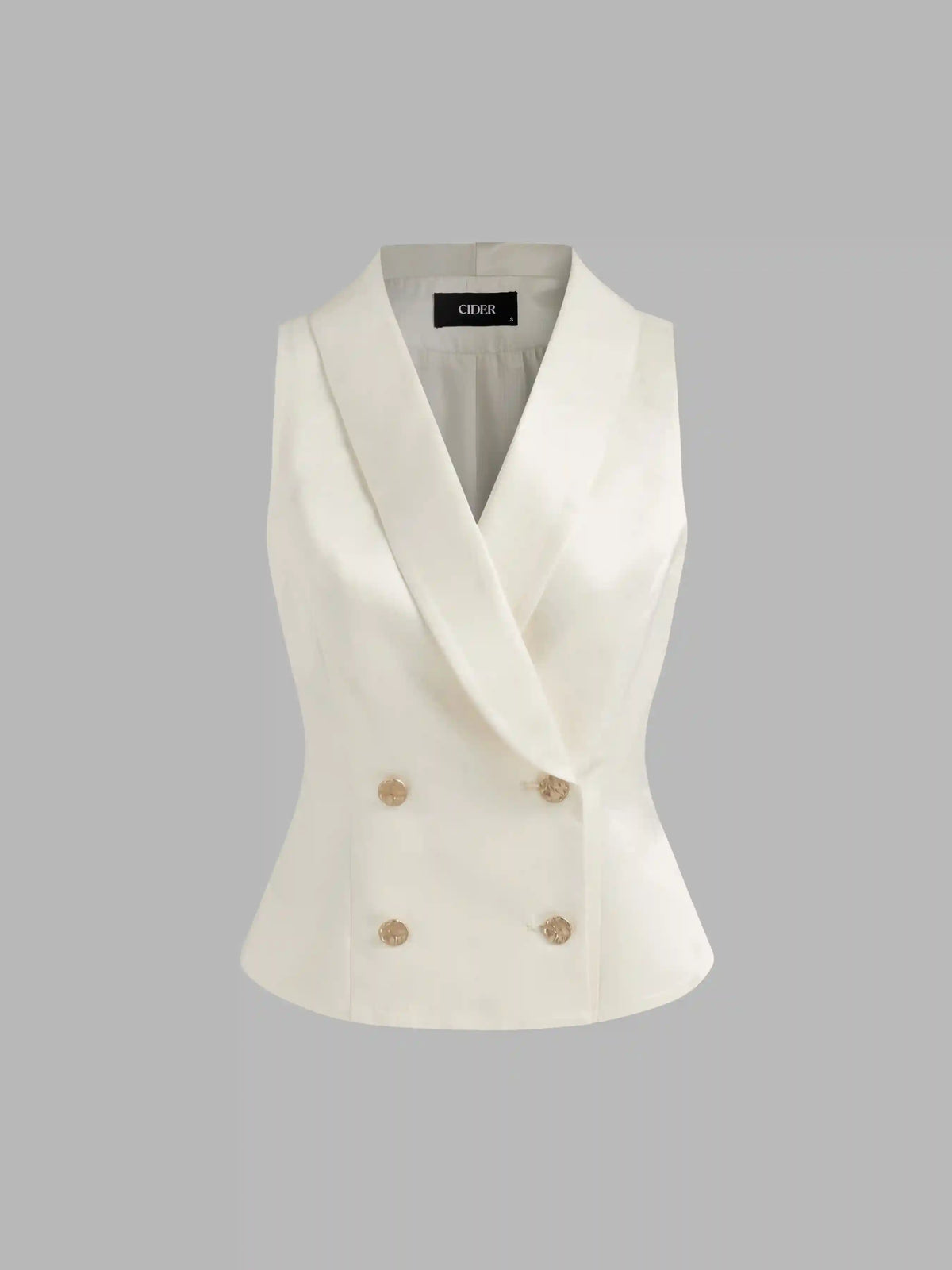 Satin Collar Solid Button Blazer Vest