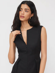 Half Zip Pleated Blouse