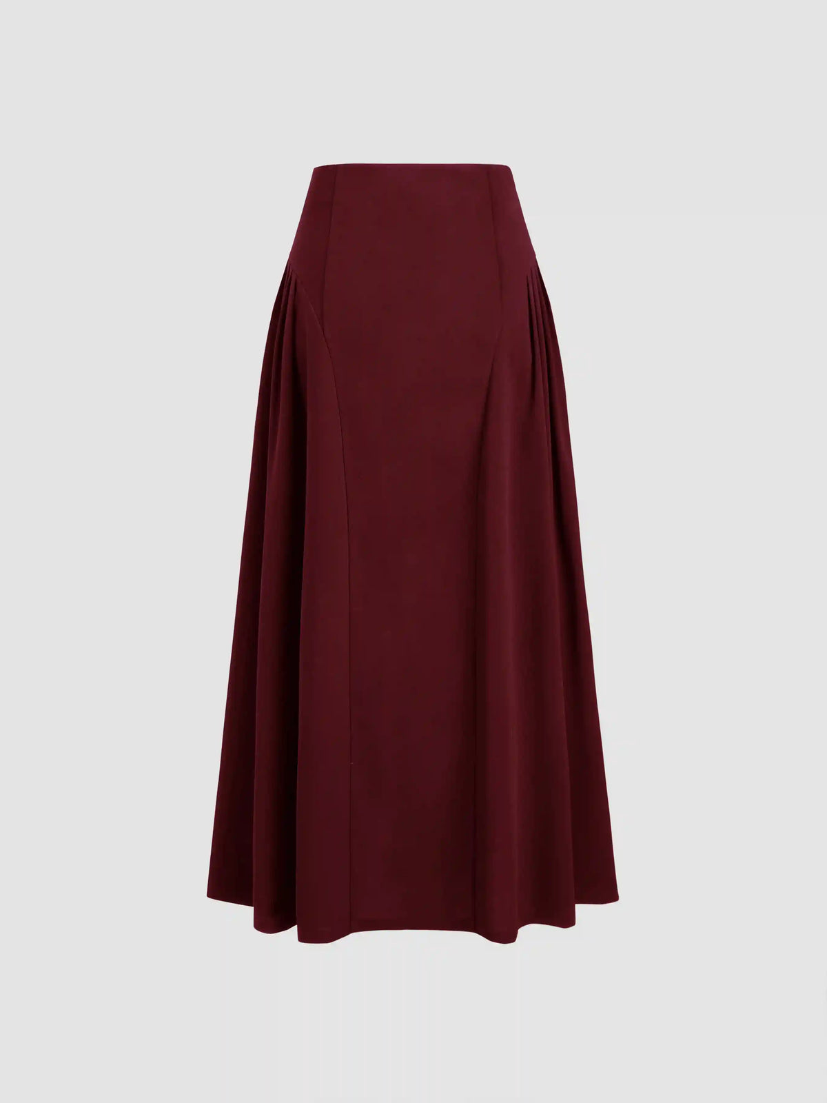 Mid Rise Solid Pleated Maxi Skirt