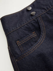 Washed Denim Mid Rise A-Line Mini Skort Curve & Plus